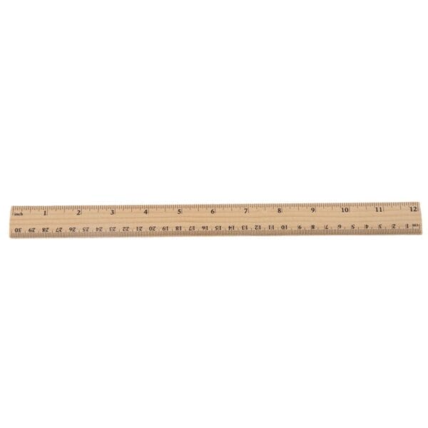 AUTO-DRAFT: Wooden ruler showing both inch and centimeter measurements.