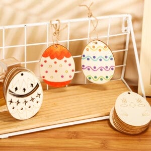 Wholesale Wooden Easter Decorations: Unfinished rabbit and egg shapes, perfect for DIY Easter crafts.