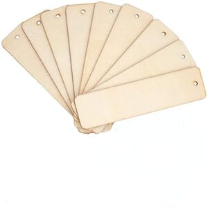 Blank Wooden Bookmarks: Ten unfinished wooden bookmarks, perfect for DIY crafts and personalized gifts.