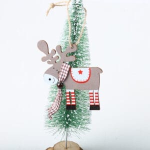 Colorful Wooden Reindeer Ornament: Adorable woodland animal Christmas ornament, perfect for festive decor.