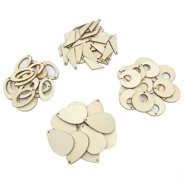 Factory Wood Earrings – Laser Cut Geometric Wooden Drop Pendants
