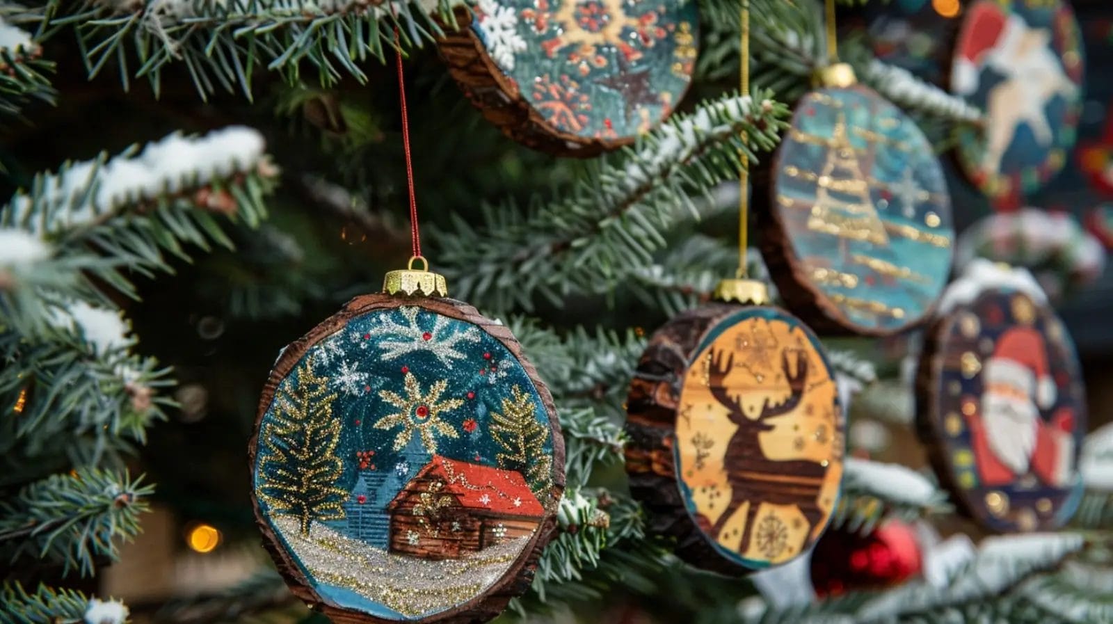 diy wood slice ornaments for christmas tree