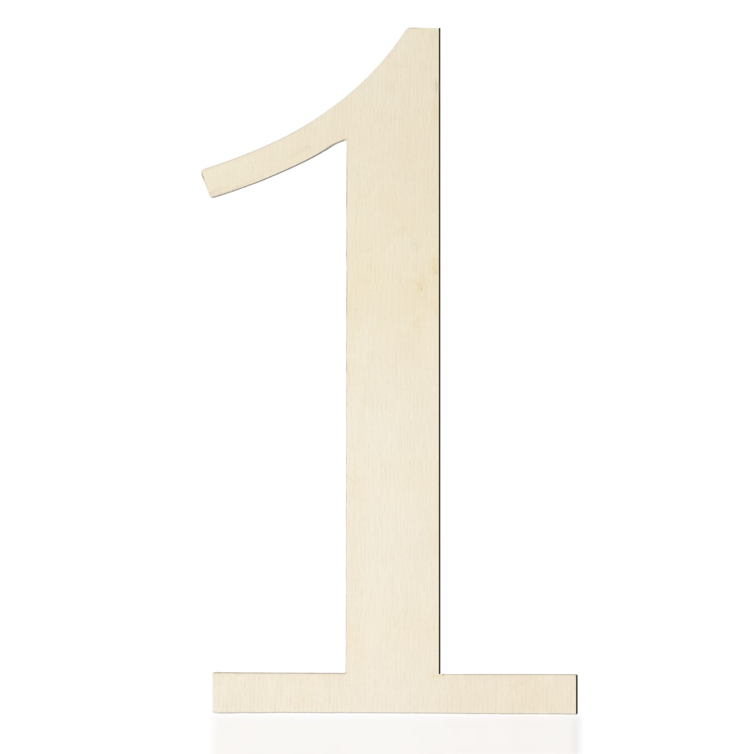 Large, light-colored wooden numeral "1" standing upright against a plain white background—perfect for DIY projects or as stylish wooden craft letters for wall decor.
