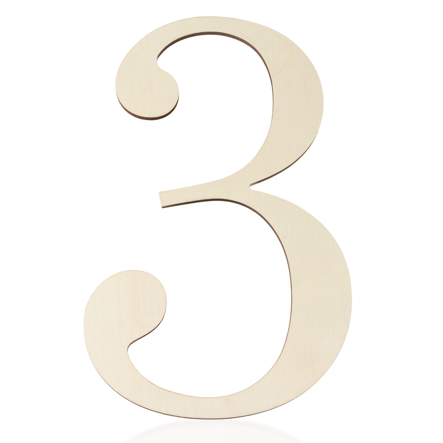 A large, light-colored wooden number 3 cutout perfect for DIY projects or as Wall Decor, set against a white background.