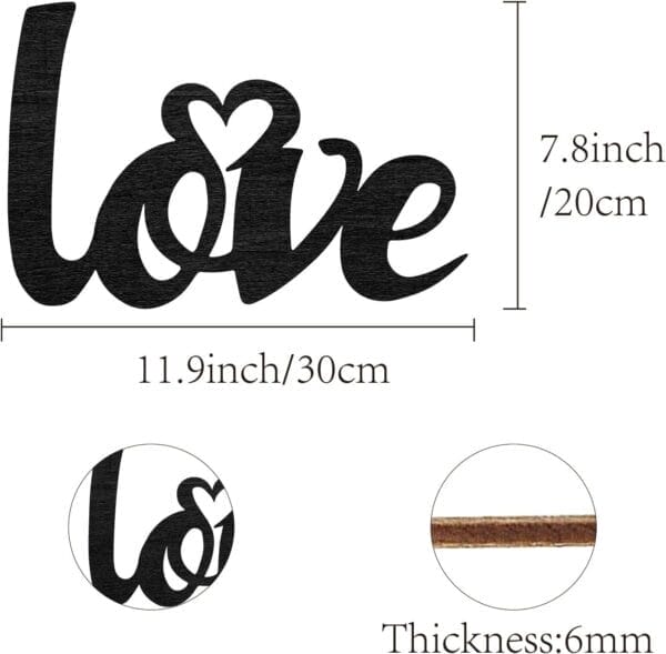 Wholesale Cursive Wooden Letters: Laser-cut Baltic birch "Love" sign, 7.8x11.9 inches. Customizable, bulk packs available.