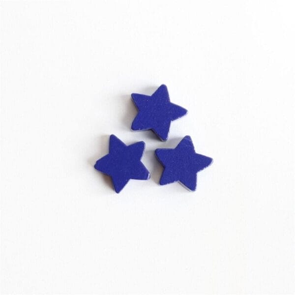July 4th Star Beads: Blue star-shaped wooden beads in bulk for DIY patriotic garland & jewelry making.