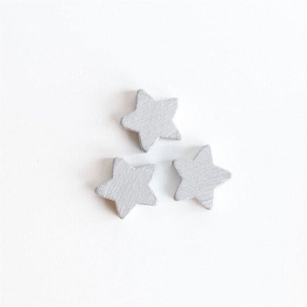 Silver star wooden beads in bulk. July 4th patriotic spacer beads for DIY garland & jewelry.