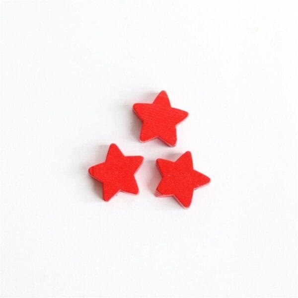 July 4th Patriotic Wooden Beads: Star print spacer beads for DIY jewelry and garland. Wooden beads in bulk.