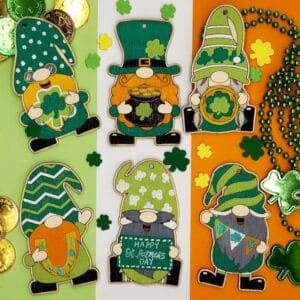 Creative Decorative Wood Cut Outs: Set of six charming St. Patrick's Day gnome wood ornaments, perfect for party decor or home accents.