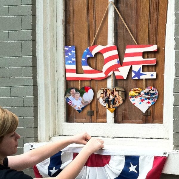 wooden American flag sign