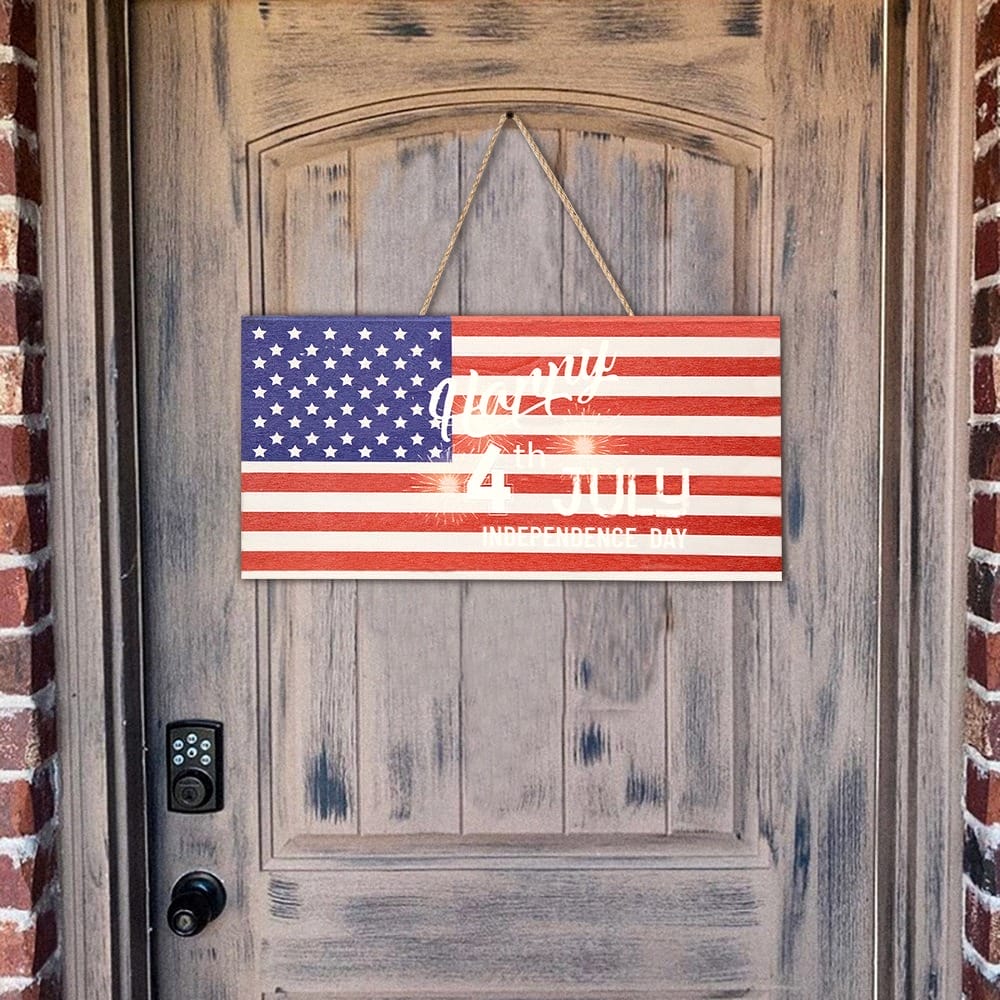 wooden American flag sign