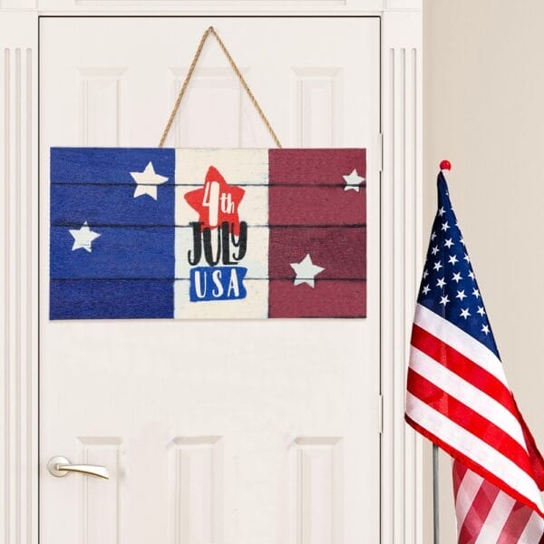 wooden American flag sign