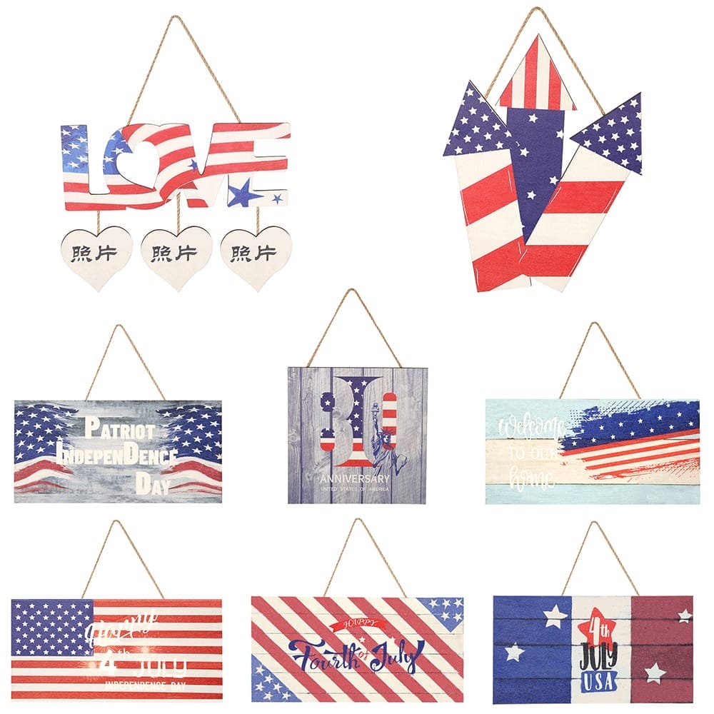 wooden American flag sign