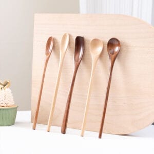 Personalised Wooden Spoon Wholesale: Set of honey spoon, including coffee bean and honey spoons, available for wholesale.