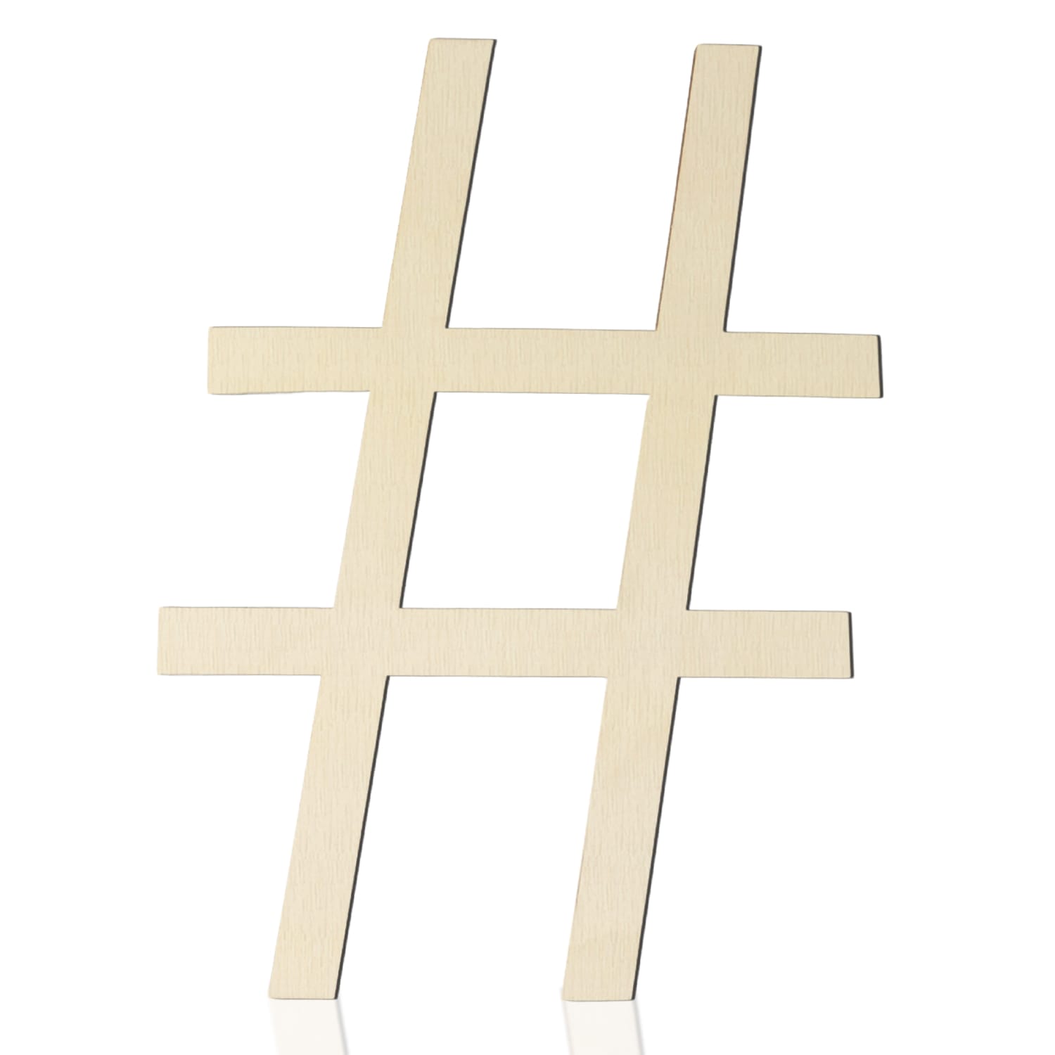 A large, light-colored wooden cutout in the shape of a hashtag symbol is displayed on a white background, perfect for DIY wall decor or pairing with other wooden craft letters.