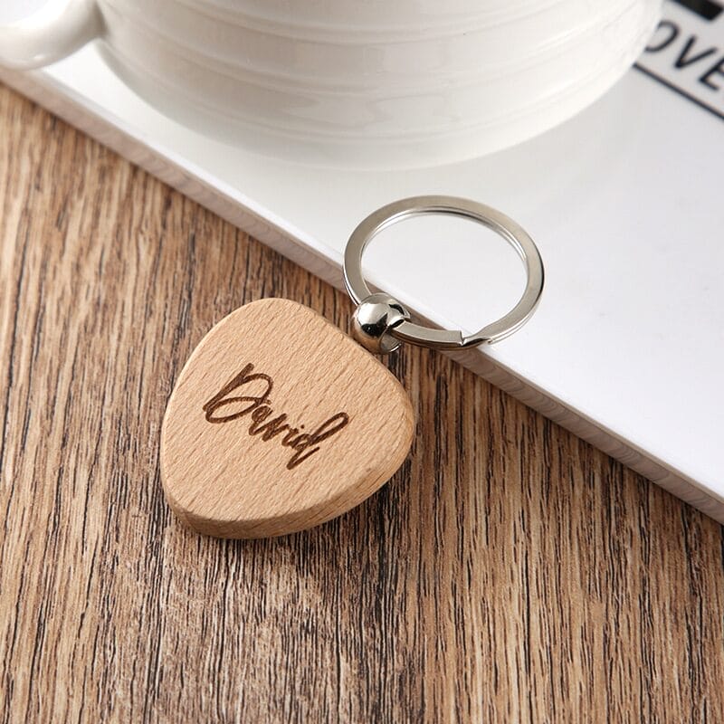 wood carved name keychain