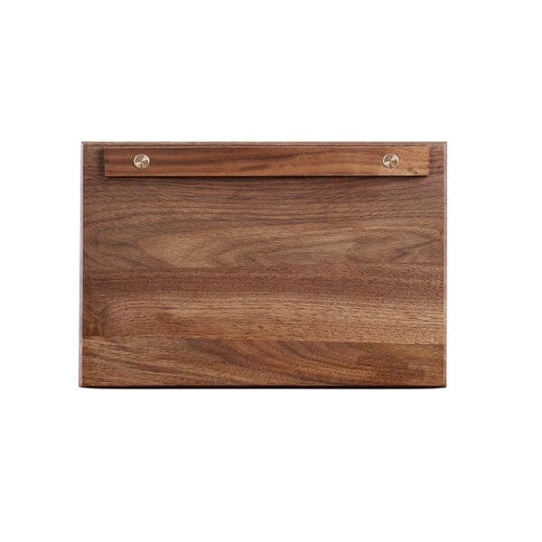 Solid walnut wood freestanding restaurant menu holder.