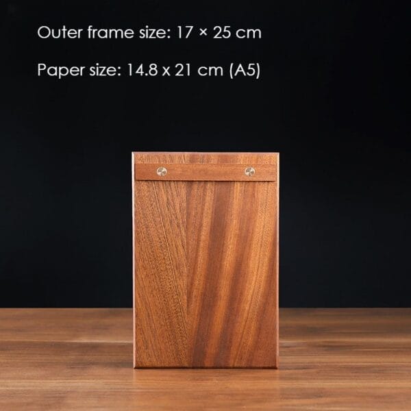 Freestanding solid walnut restaurant menu holder. A5 paper size.