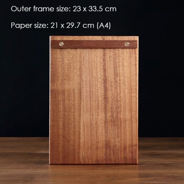 Freestanding solid walnut restaurant menu holder. A4 size.