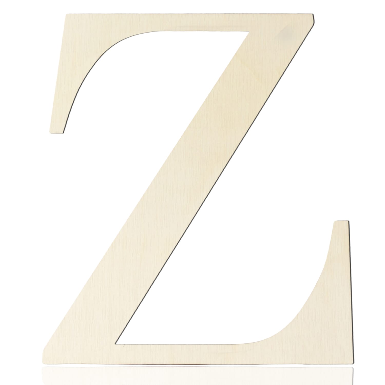 A large, light-colored wooden craft letter "Z" on a white background—perfect for DIY wall decor projects.