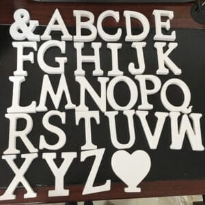 Wholesale White Wooden Letters: Full alphabet set and ampersand, plus heart. Perfect for crafting and home decor.