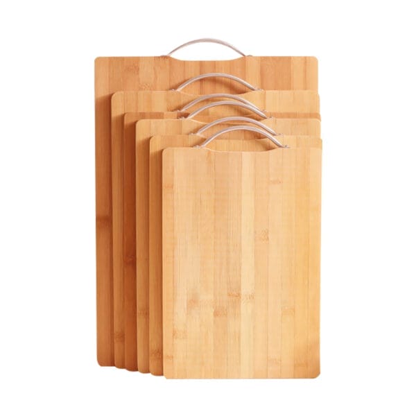 Set of bamboo cutting boards with handles. Wholesale chopping boards.