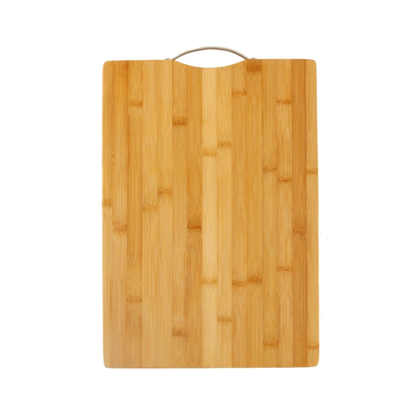 Rectangular bamboo cutting board with a handle. Solid bamboo cutting board from a bamboo wood cutting board manufacturer.