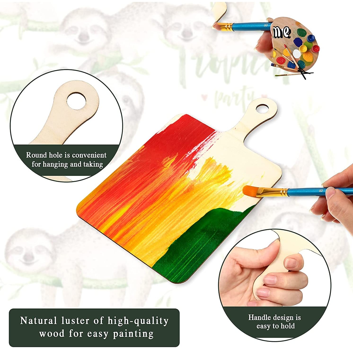 DIY wooden painting cutout with handle, perfect for crafting. Custom laser cut wood.