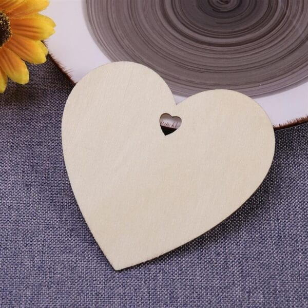 Custom wood cutout sign with smaller heart detail. Perfect for laser-cut wholesale decorations.