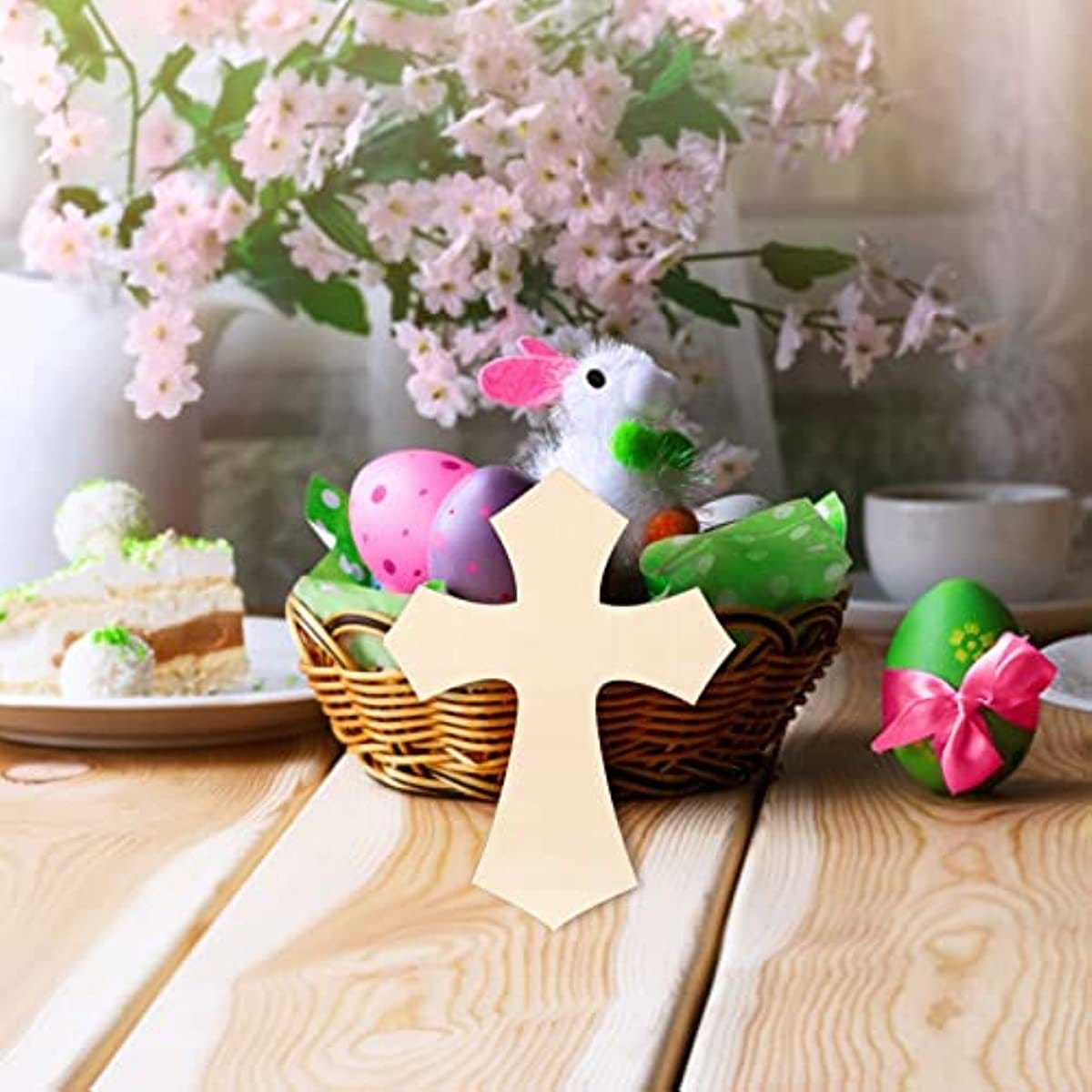 Unfinished wooden cross home decor. Perfect for Easter crafts or religious home decor. Custom wood shapes available.