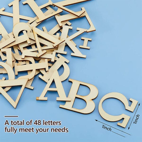 Greek alphabet wooden letters for crafts; 48 pieces, 1-inch size. Wholesale wood craft supplies.