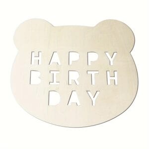 Wooden Bear Head Happy Birthday Cutout - Laser Wood Cutouts Wholesale