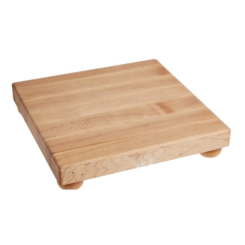 Large square maple cutting board with feet. Ideal for distributors.