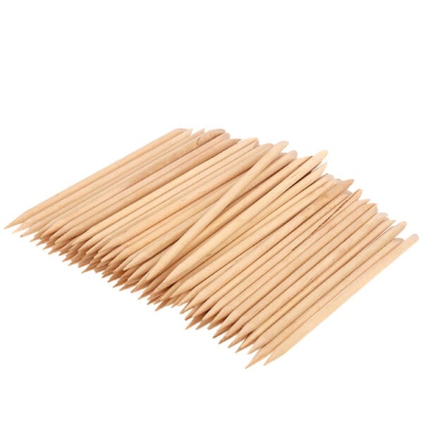 Orange wood sticks: Manicure and pedicure tools. Bulk pack of disposable wooden cuticle pushers.