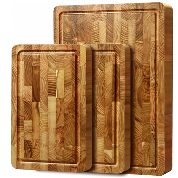 Two high-quality teak cutting board, ideal for wholesale kitchen supply.