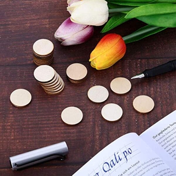 Unfinished wood slices and circles, perfect for craft projects. Wholesale wood cutouts available.