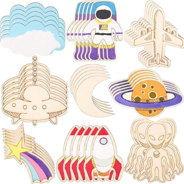 Wholesale unfinished wooden cutouts themed cutouts, perfect for craft projects. Wholesale available.