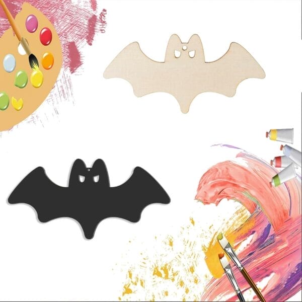 Unfinished wooden bat cutouts ready for painting. Wholesale craft supply.
