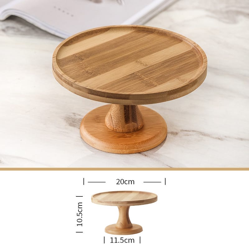 Bamboo Cake Stand: High foot wooden cake display stand, perfect for cakes and desserts. Wholesale available.