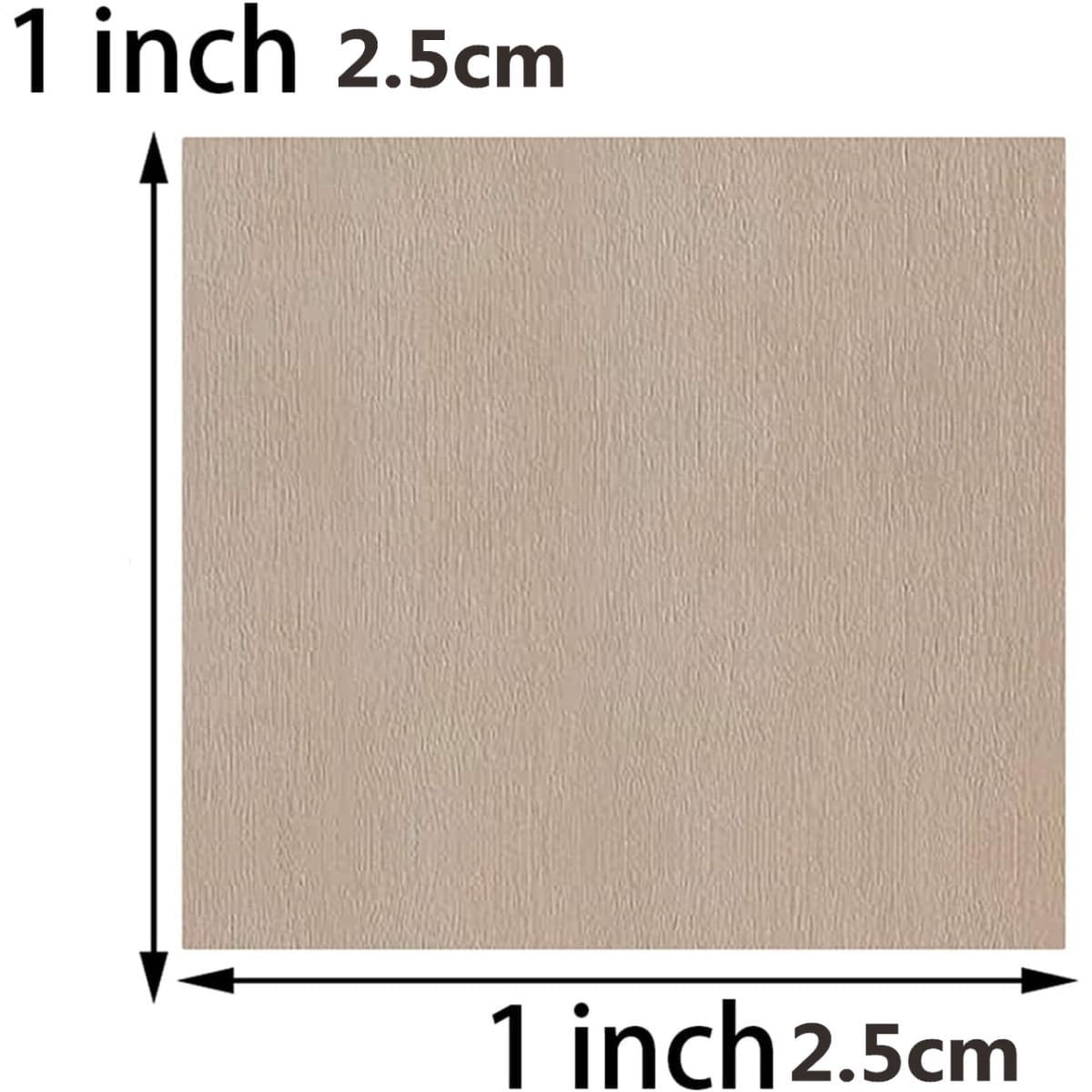 1-inch square beige wood cutout, 2.5cm