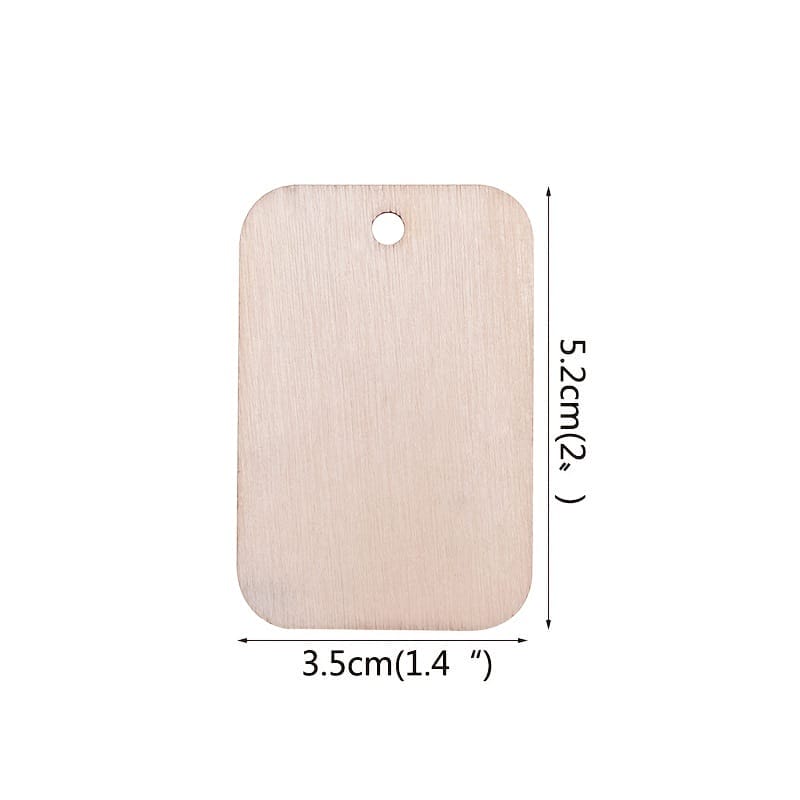 Rectangular wooden craft tags, 5.2cm x 3.5cm, perfect for wholesale.