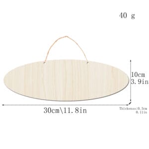 Wooden sign blanks wholesale: 30cm x 10cm oval wooden blank, 0.3cm thick, ready for custom laser cutting.