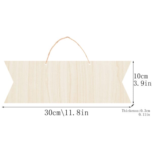 Wooden sign blank, 30cm x 10cm, with jute twine. Wholesale wooden blanks for custom laser cutting.