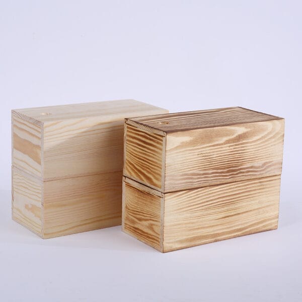 Wholesale custom pine wood boxes with lids. Stackable wooden storage boxes for various uses.