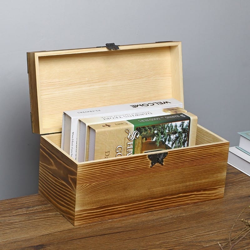 Rustic handmade wooden gift box, perfect for storage or gifting. Features a customisable design.