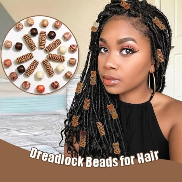 Wooden dreadlock beads in assorted colors. Wholesale supplier of custom hair beads.