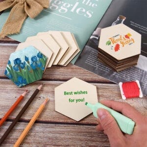 Wholesale Wooden Hexagon craft blanks: DIY wooden hexagon shapes perfect for painting and decorating.