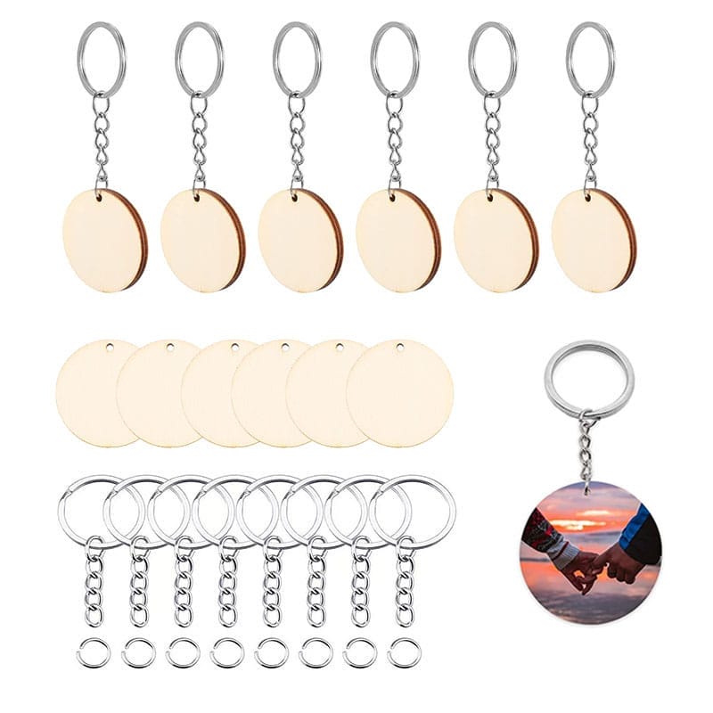 Wooden keyring blanks, custom keychain supplies, wholesale keychains.