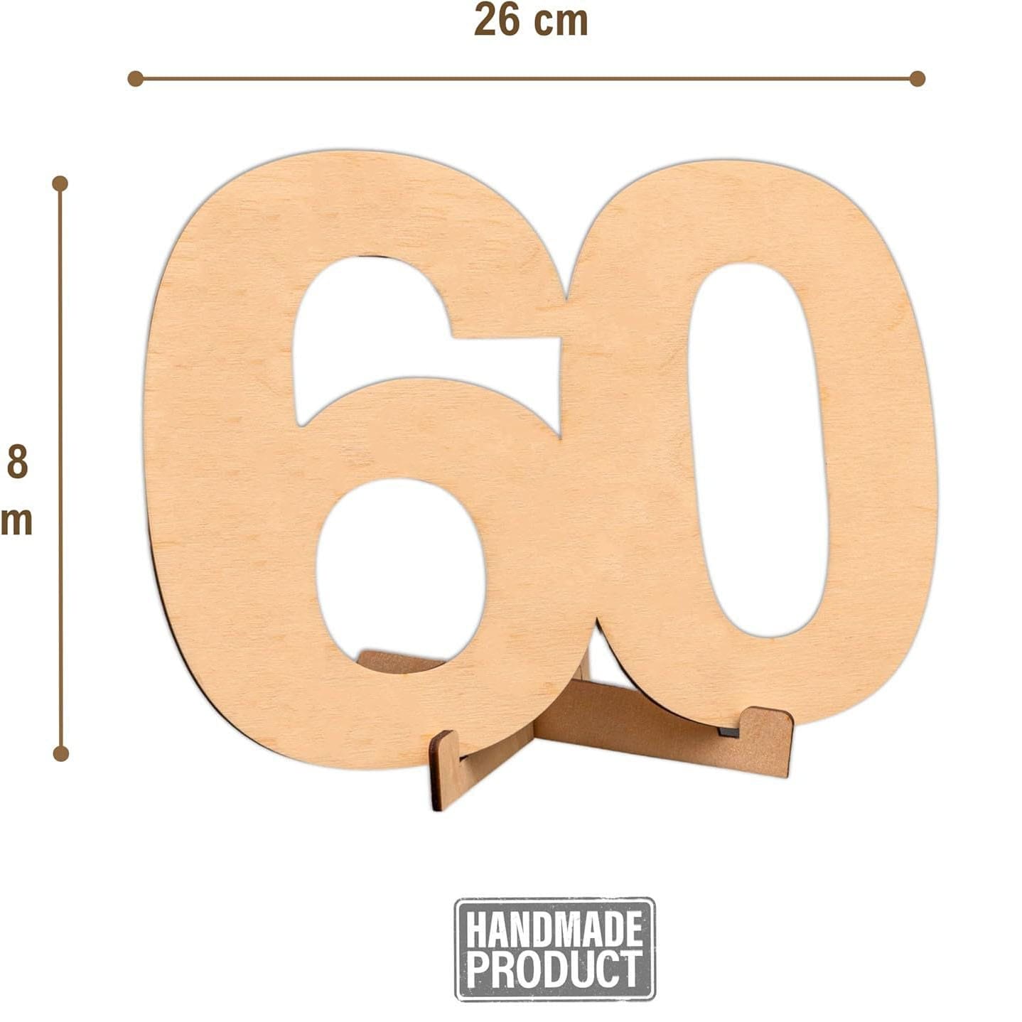 Wooden number 60 home wall decor. Handmade craft product.