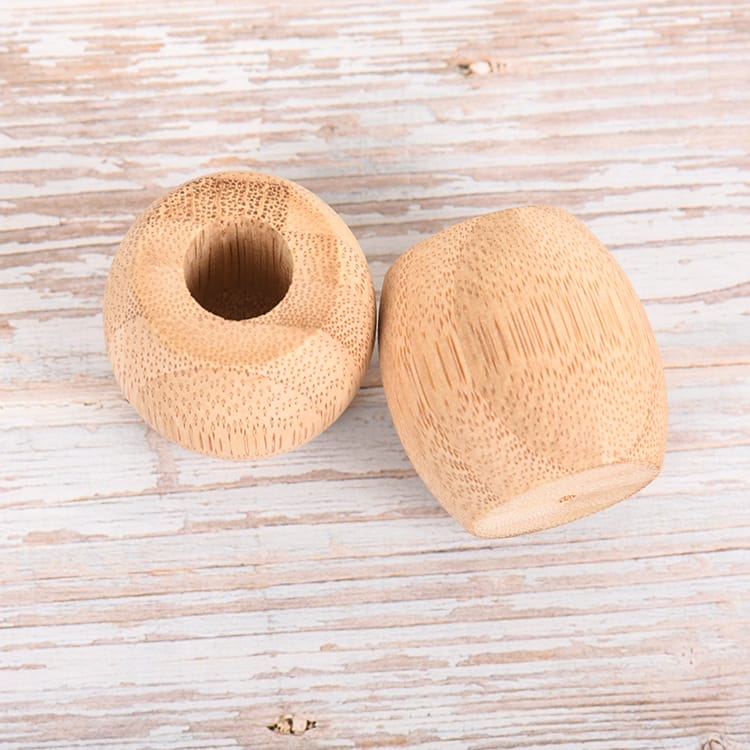 Wooden toothbrush holder: Set of two eco-friendly bamboo stands for hotel bathrooms or home use.